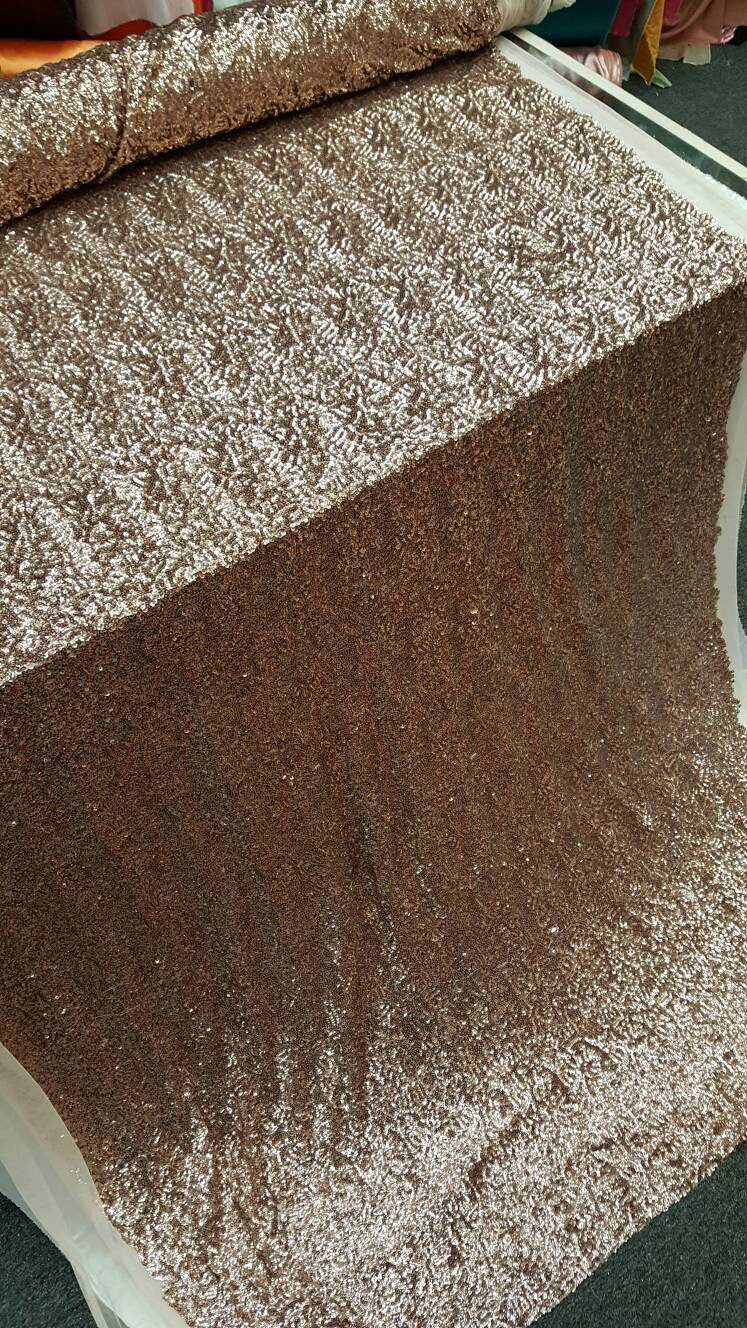 Sequin Mesh Fabric Dark Rose Gold