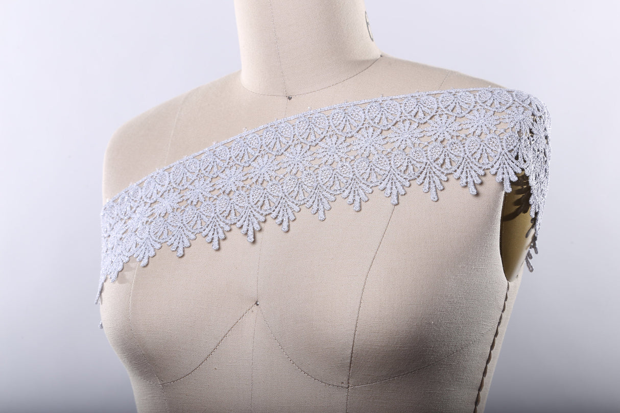 Metallic Lace Trim 4" Silver