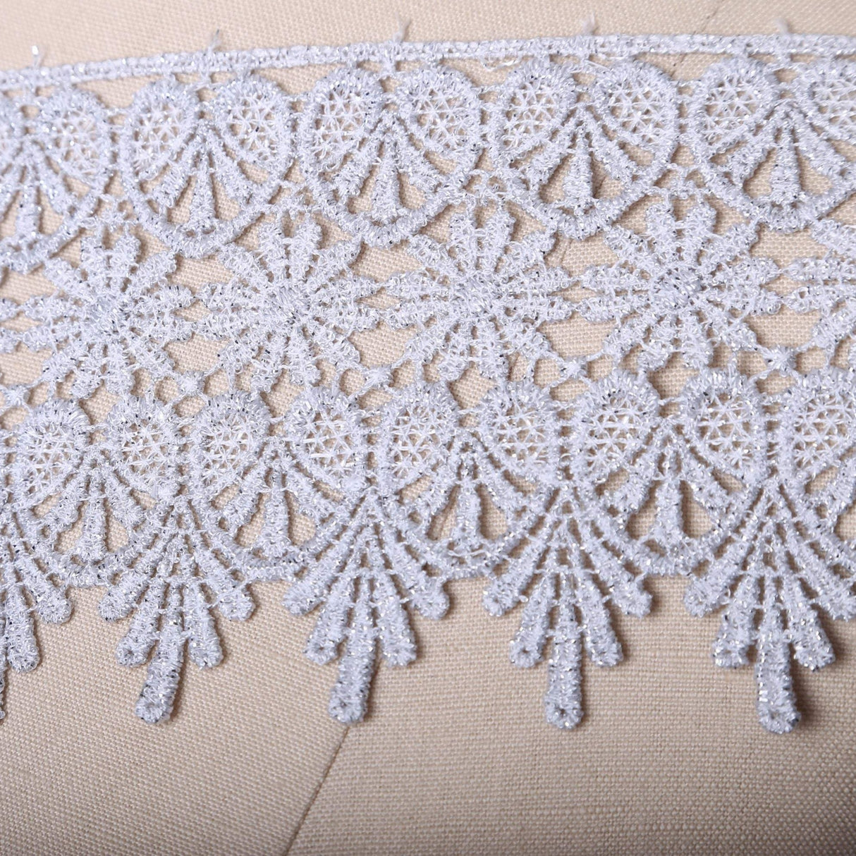 Metallic Lace Trim 4" Silver