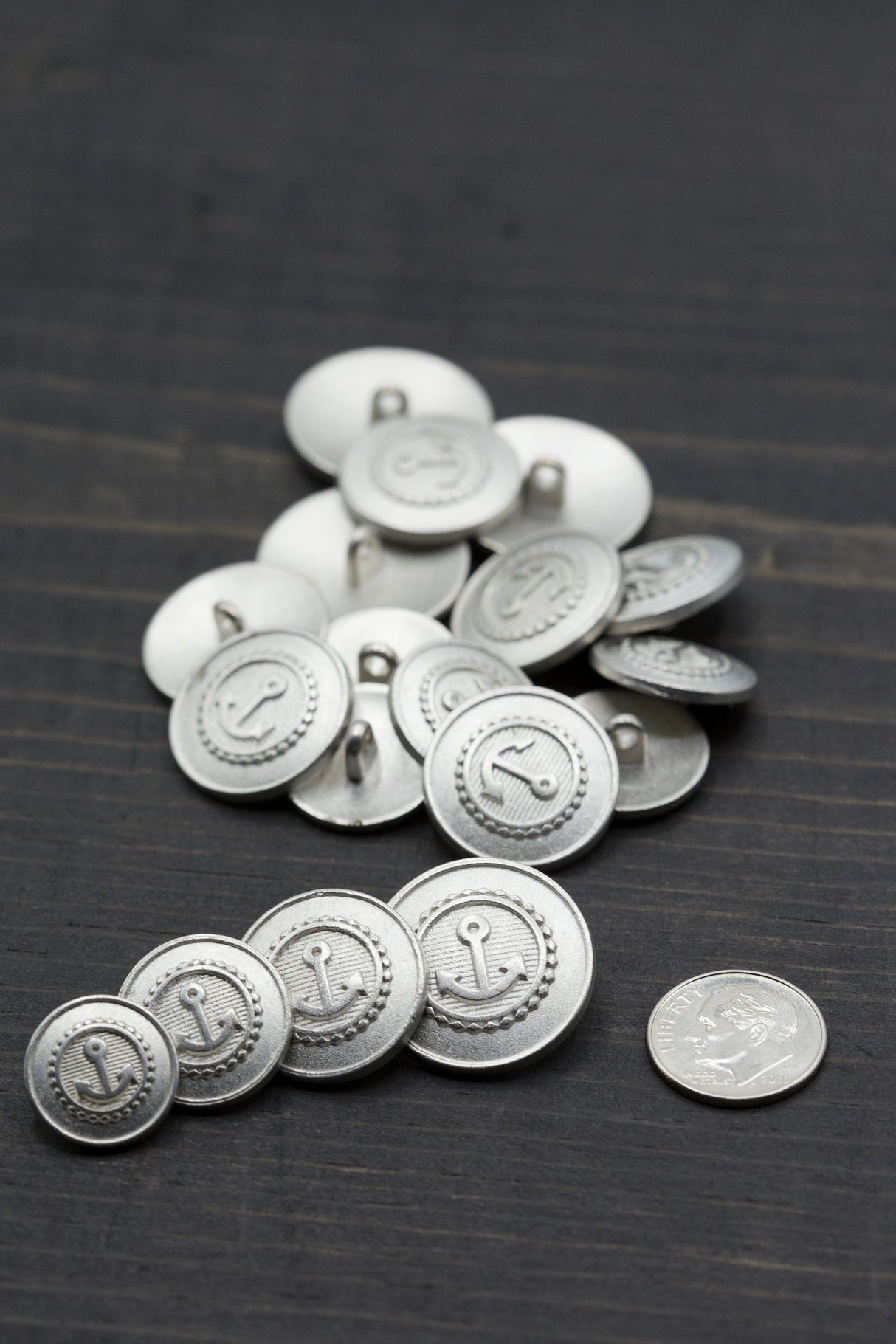 Anchor Shank Button Silver Emblem