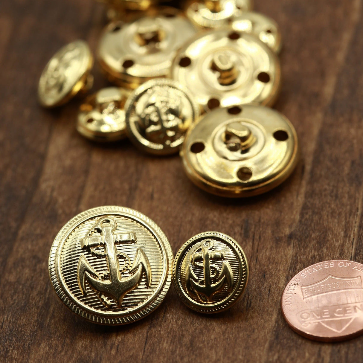 Gold Anchor Metal Shank Button
