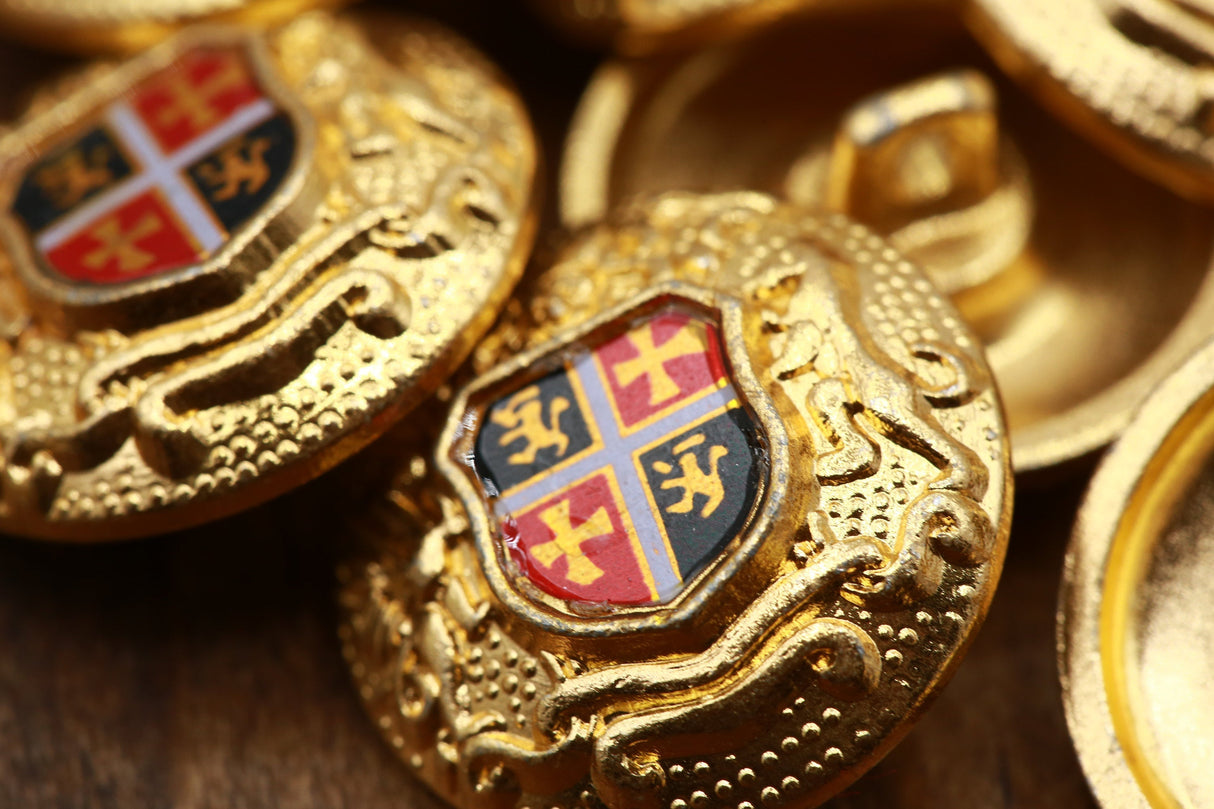 Metal Button 4-Pack Gold Medieval Viking Flag