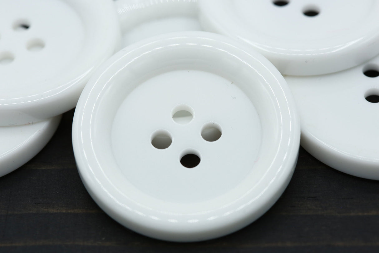 Oversized White Plastic Button 60L