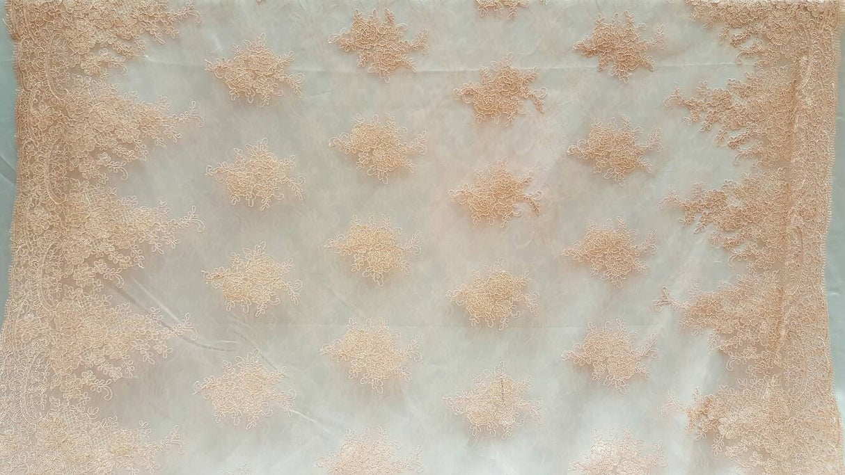 Embroidered Lace Fabric Salmon