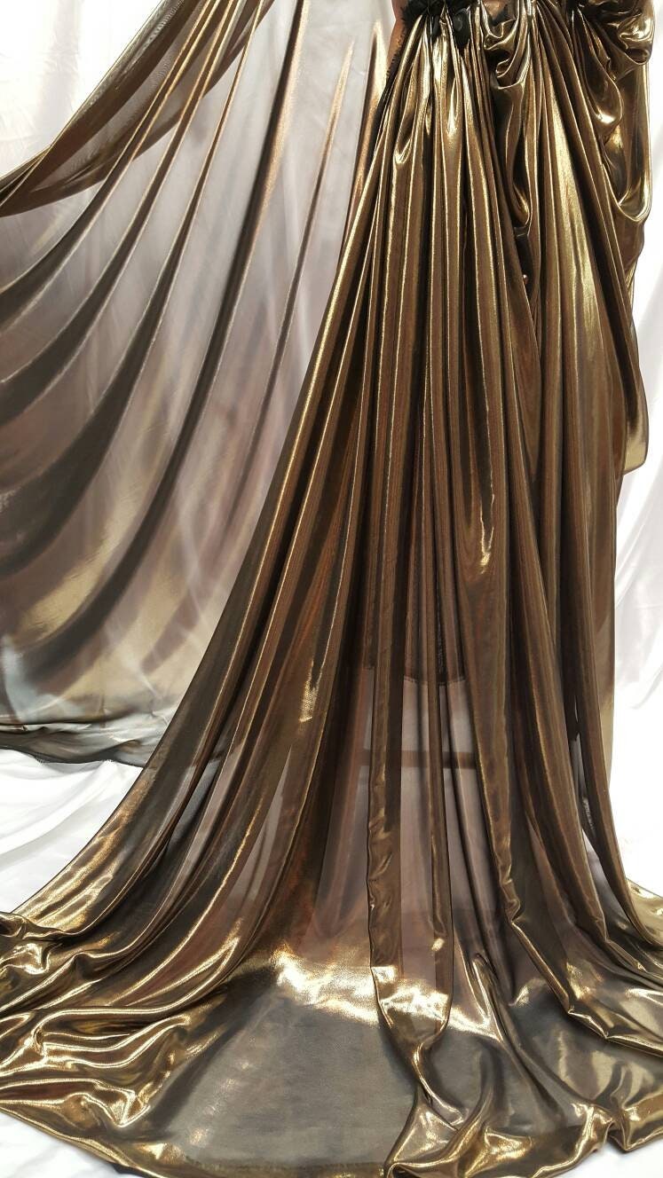 Metallic Chiffon Silk Gold on Black