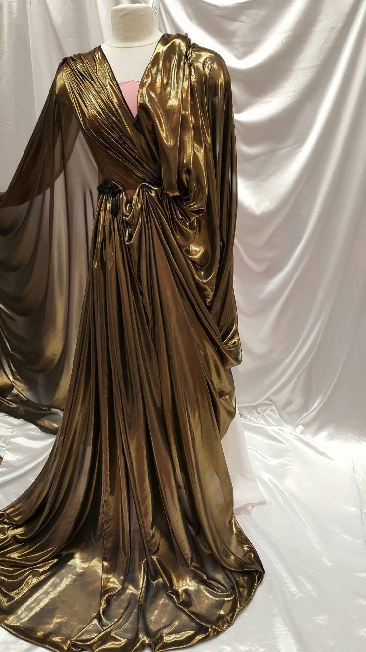 Metallic Chiffon Silk Gold on Black