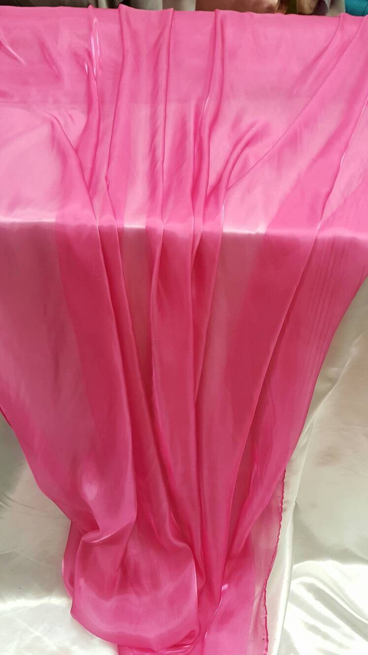 Silk Organza Iridescent Sheer Fabric Hot Pink