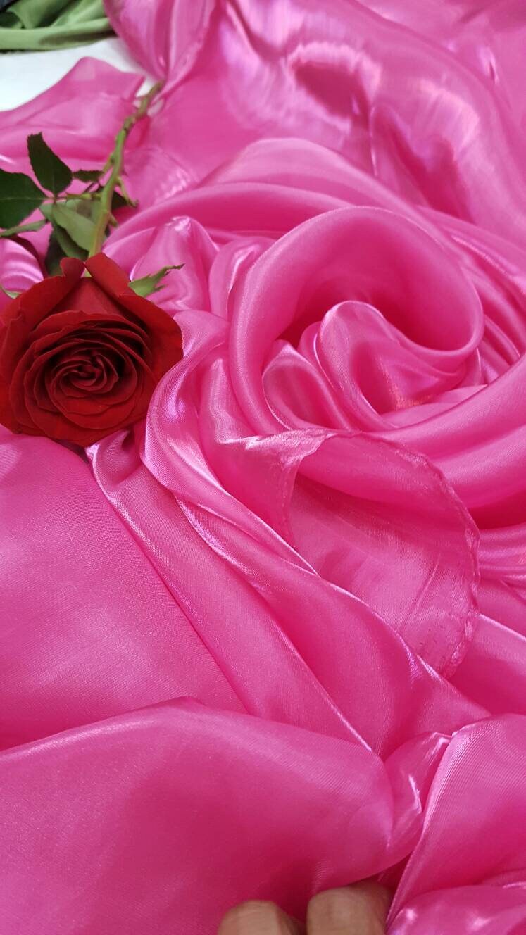 Silk Organza Iridescent Sheer Fabric Hot Pink