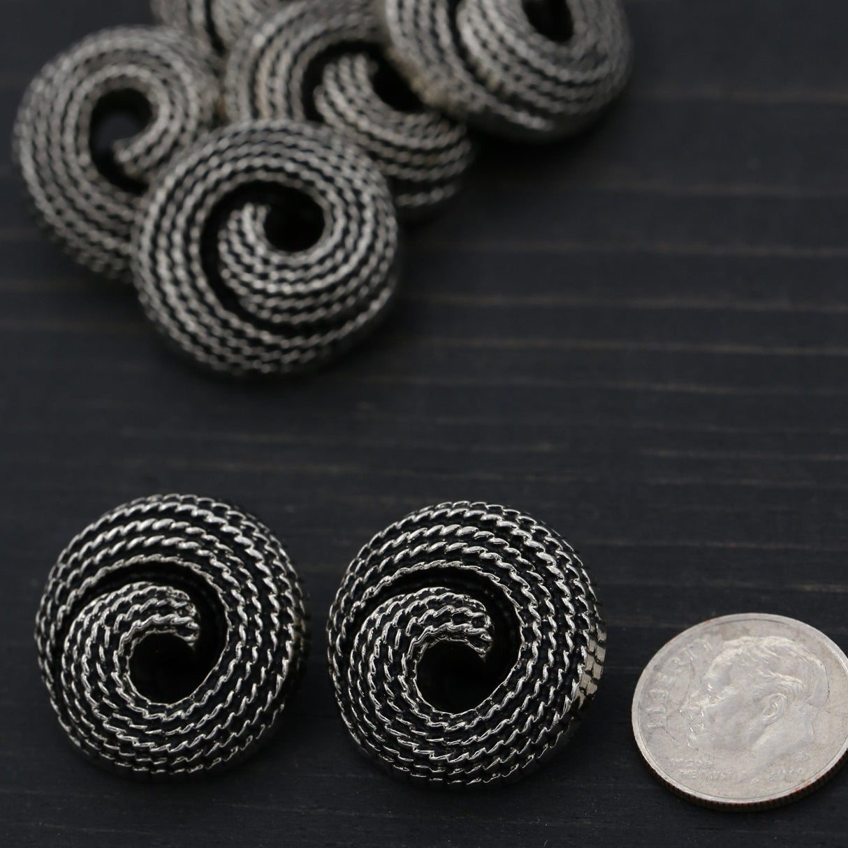 Shank Button Gunmetal Swirl Rope Effect 22L