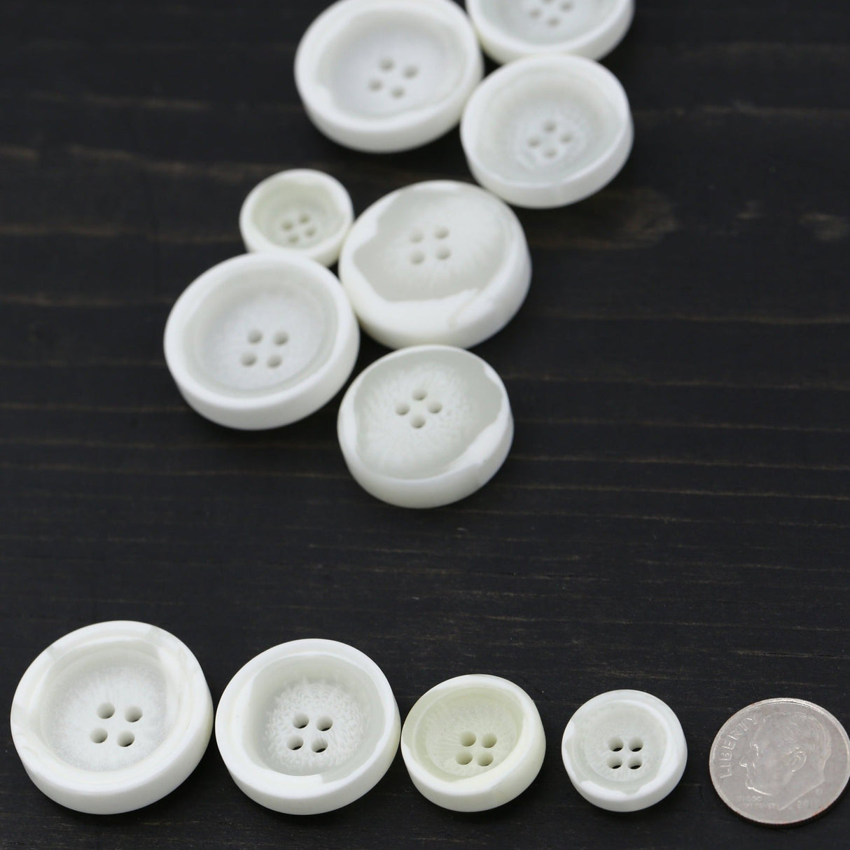 Ivory Four-Hole Crater Button
