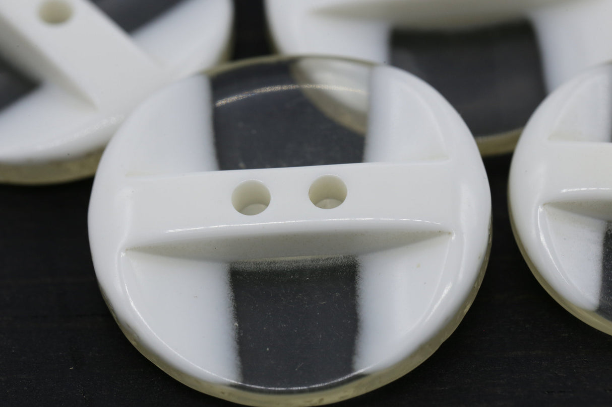 Plastic Button Ivory Clear 2-Hole