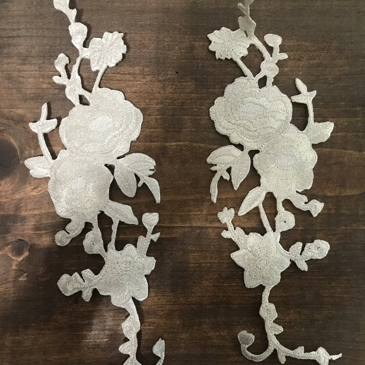 Iron-On Silver Flower Patch Set