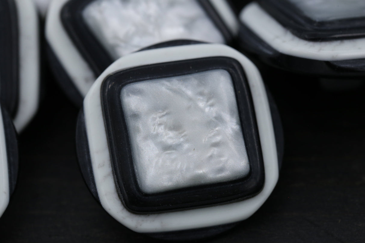 Square Black White Shank Button 36L