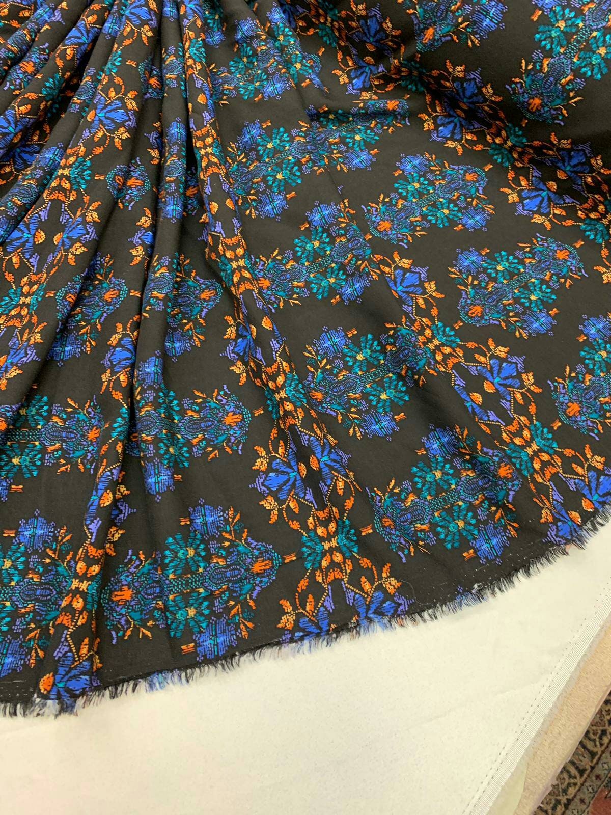 Rayon Challis Paisley Print Black