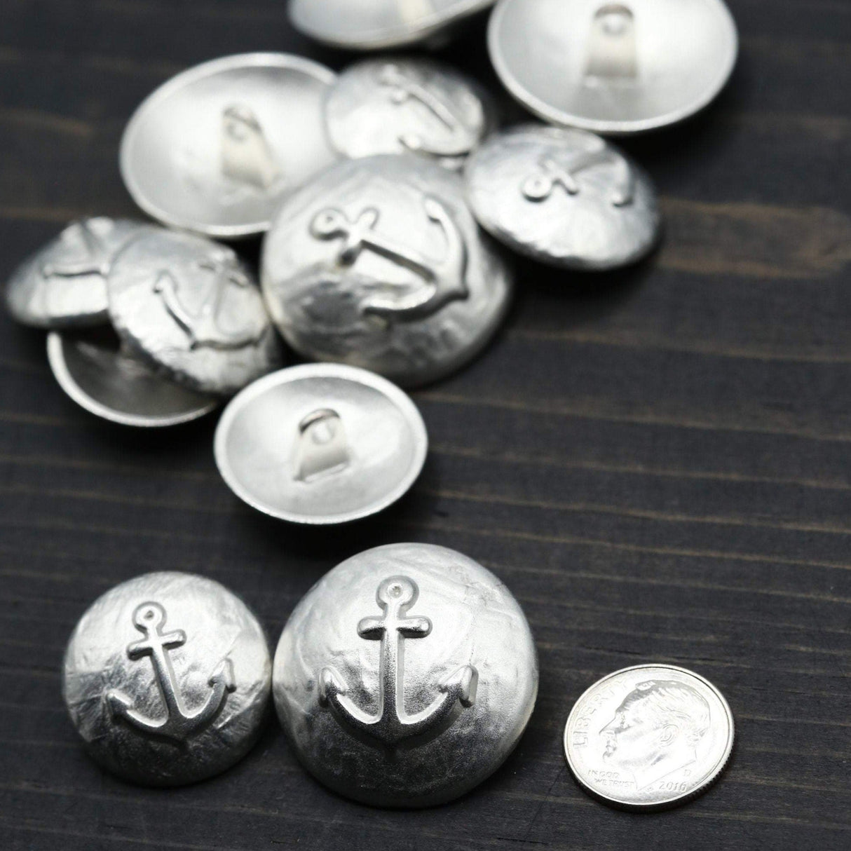 Anchor Shank Button Soft Silver