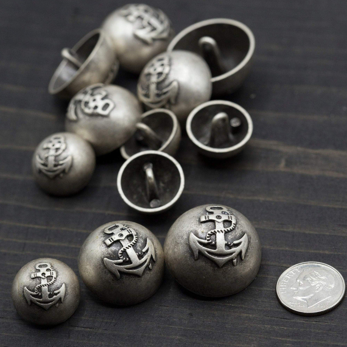 Silver Anchor Shank Button