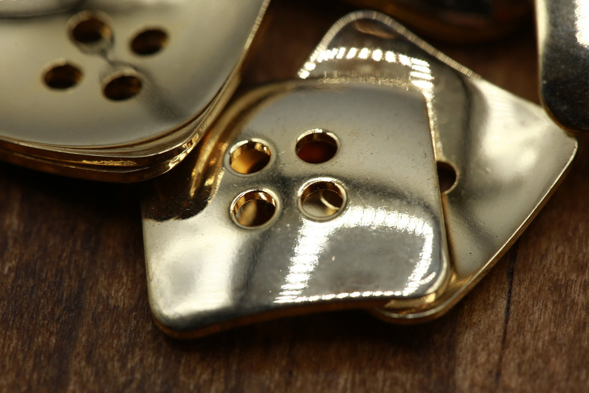 Square Metal Button Gold Reflective Shiny