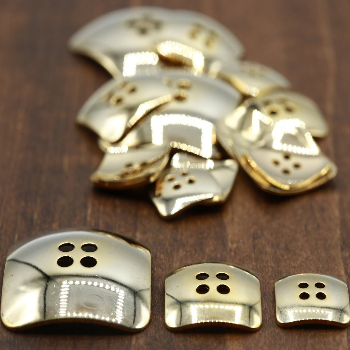 Square Metal Button Gold Reflective Shiny