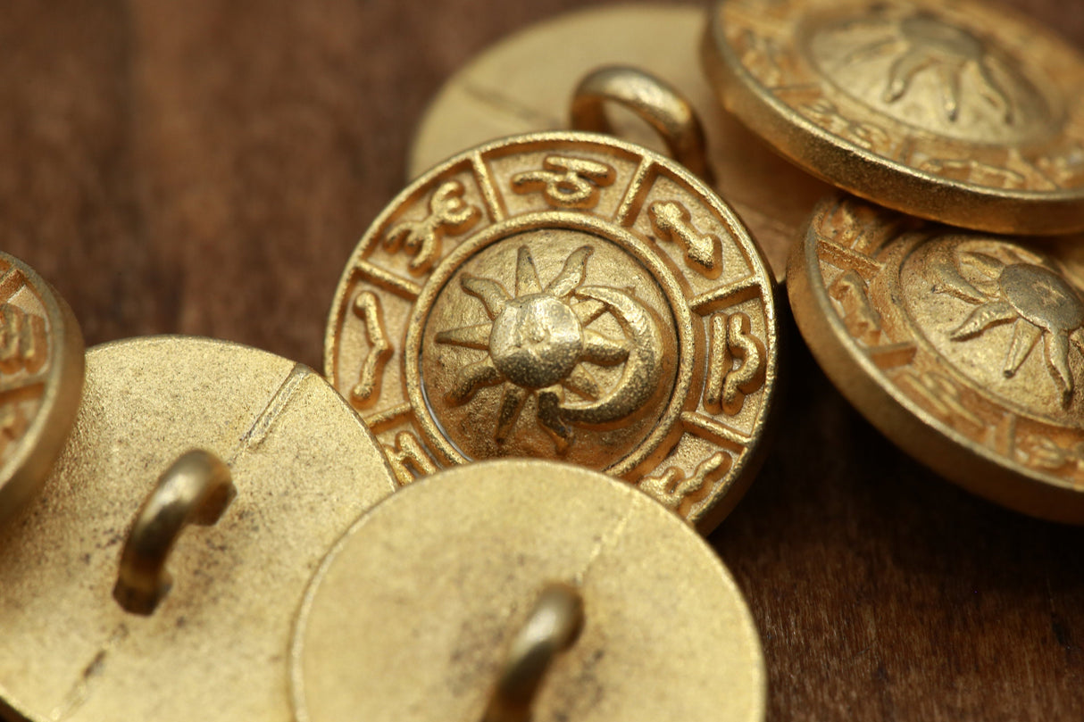 Gold Metal Astrology Button 24L 15mm