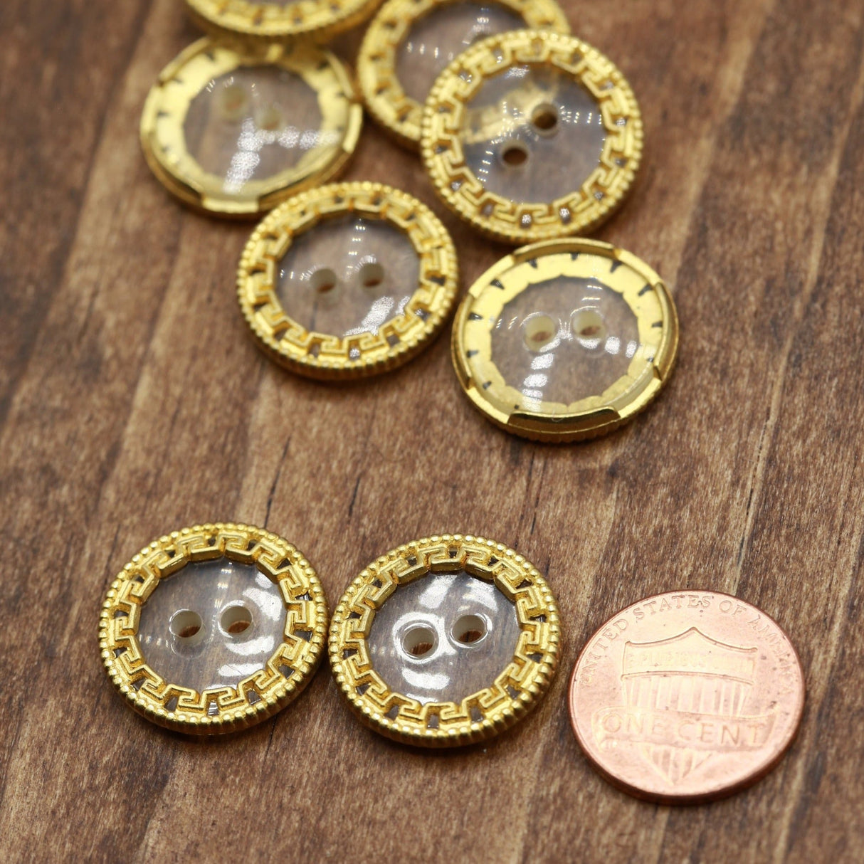 Clear Plastic Button with Gold Framing 30L