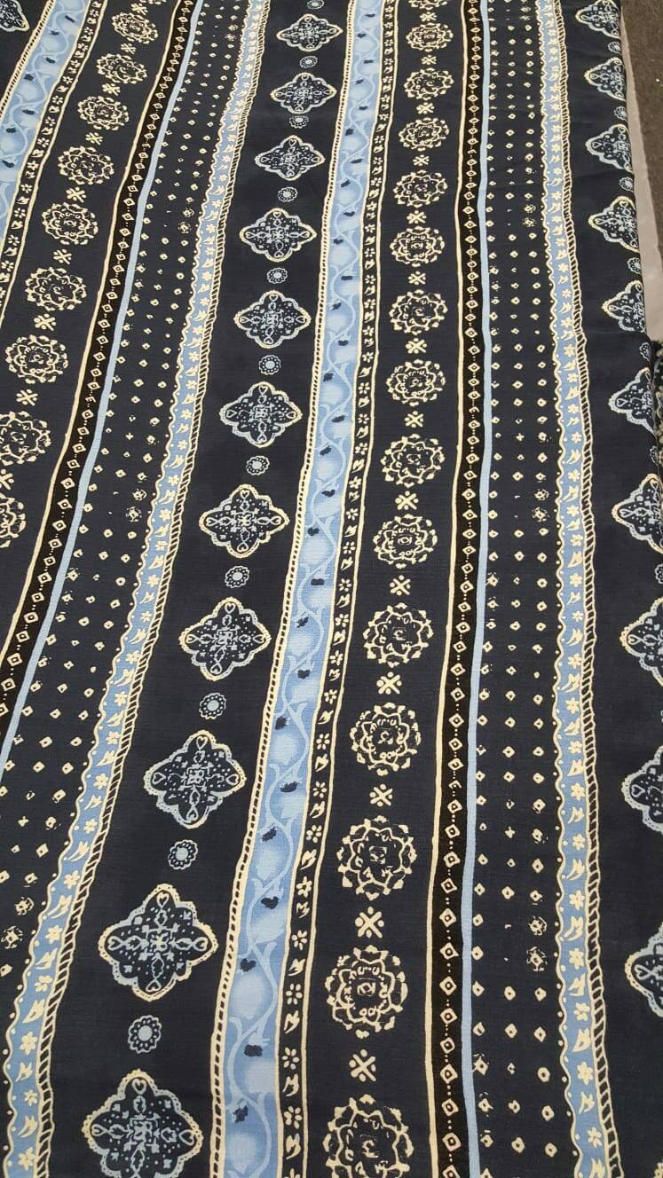 Rayon Crêpe Blue Paisley Fabric