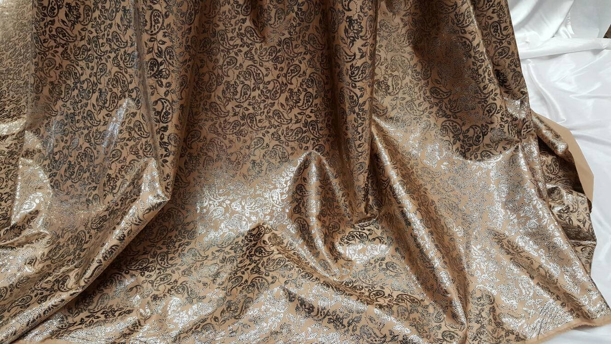 Brocade Paisley Satin Gold Beige