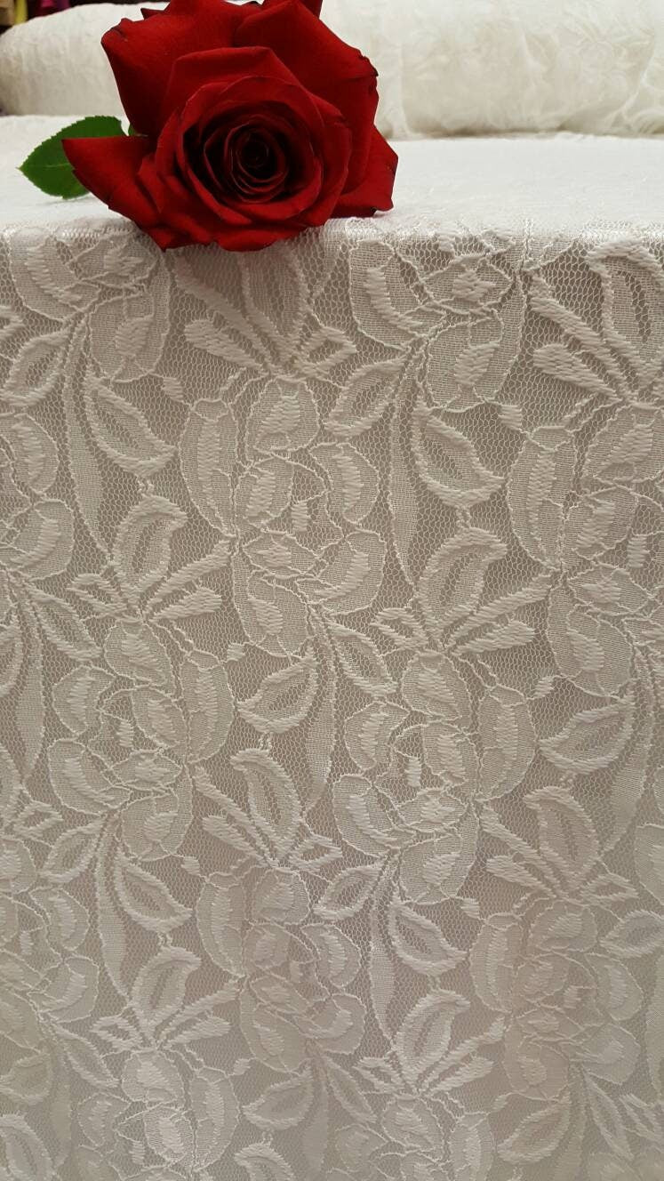 Bridal Stretch Lace White Floral Embroidered Mesh