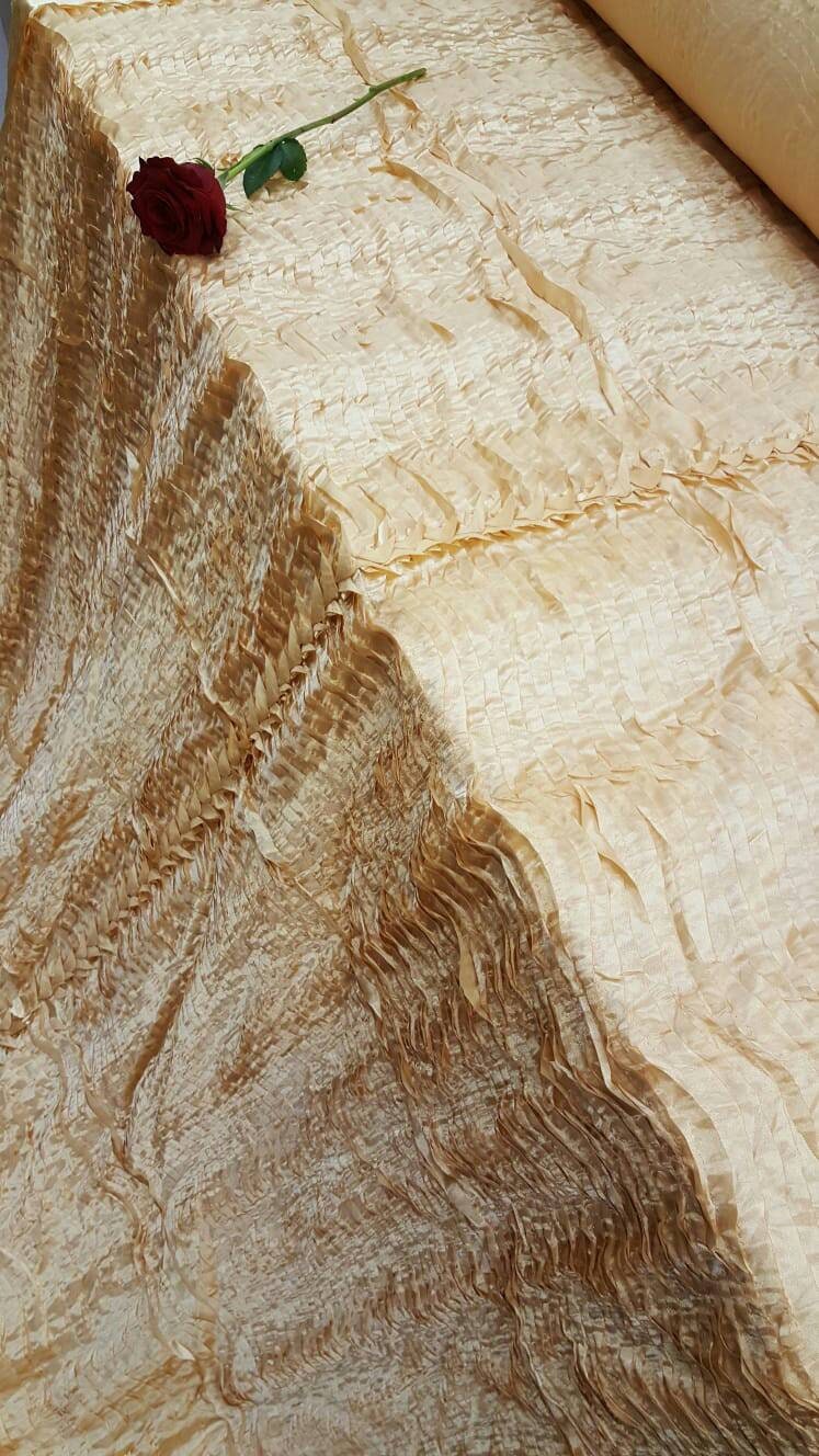 Gold Waves Satin Fabric