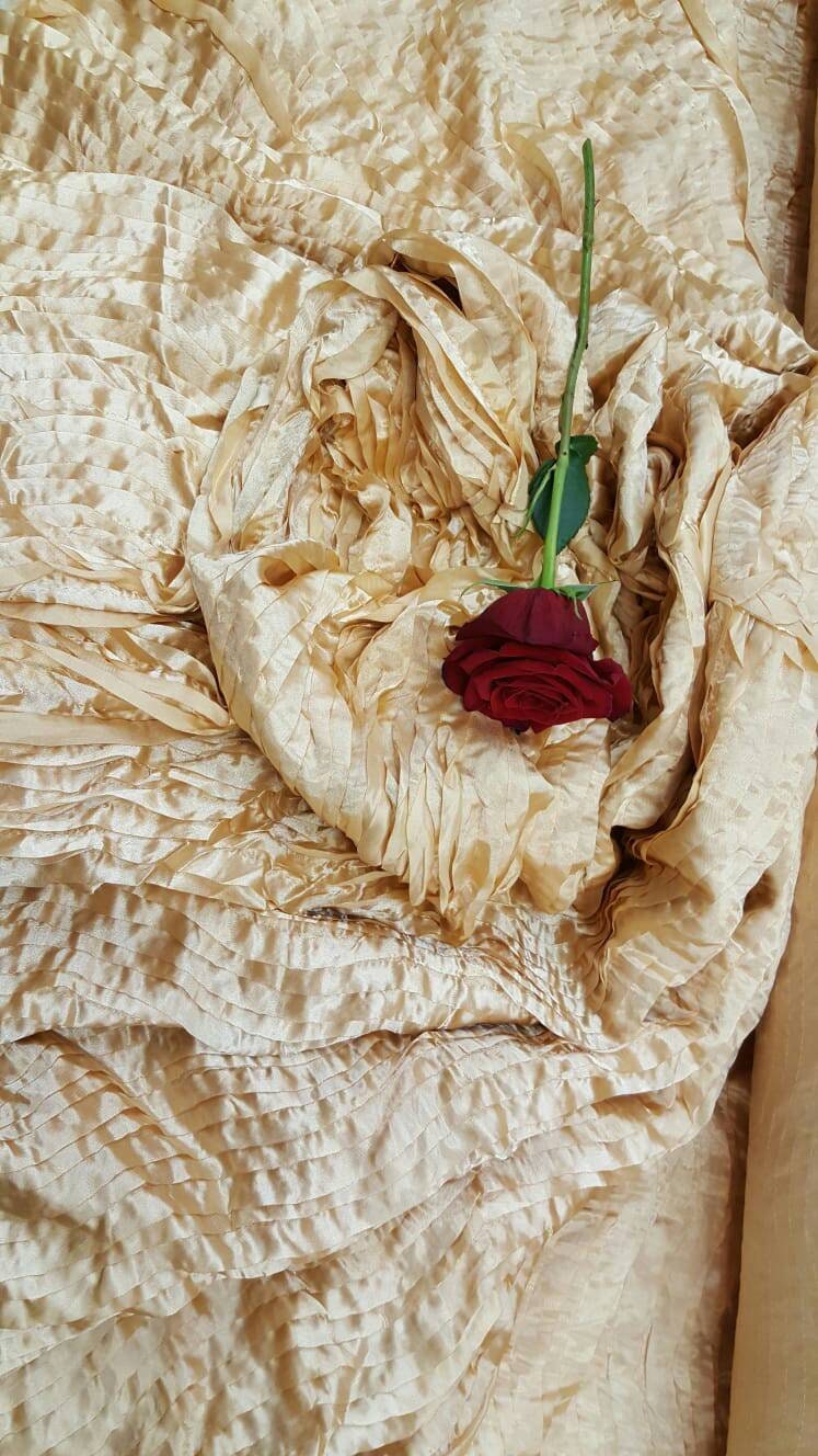 Gold Waves Satin Fabric