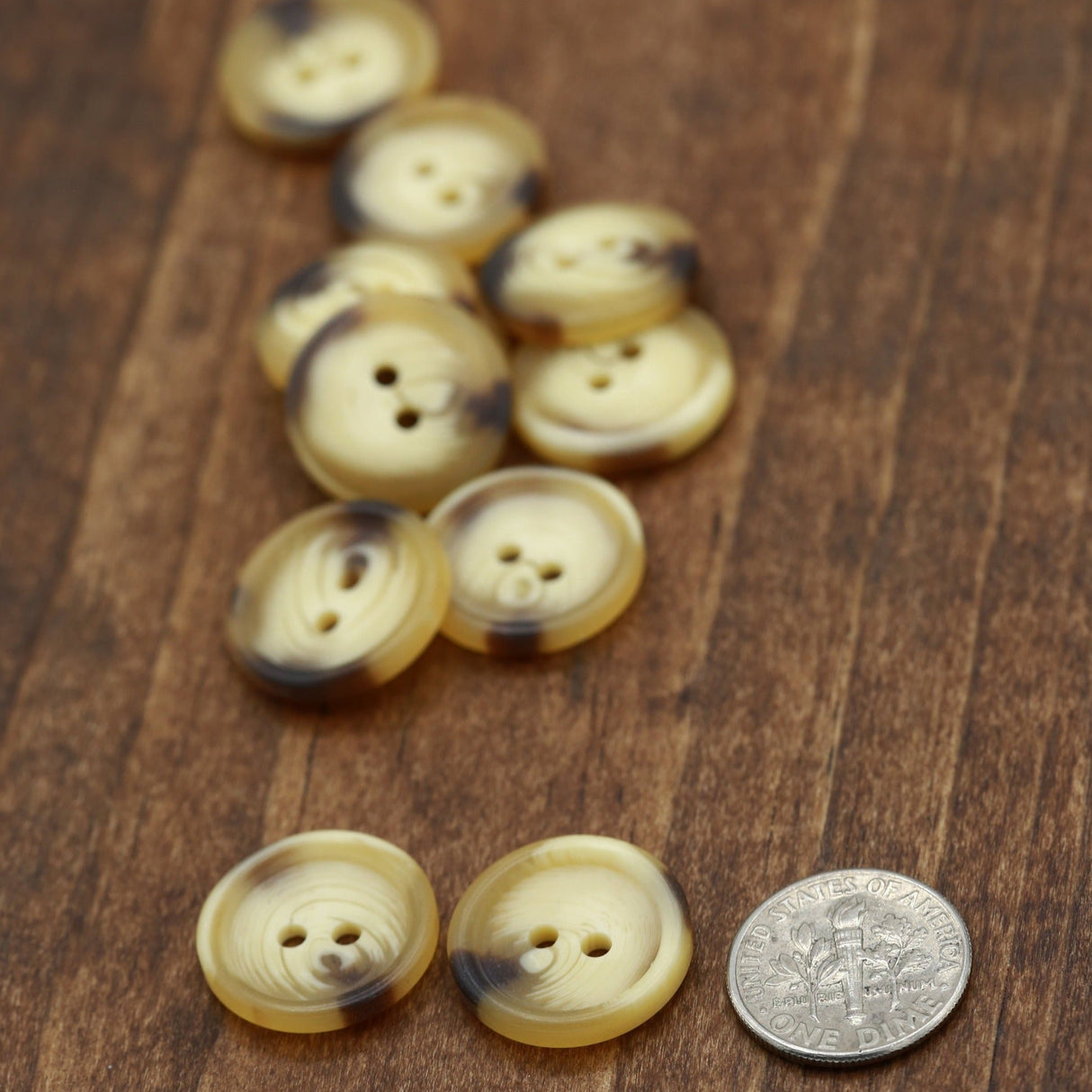 Shirt Button 18mm Beige Brown 2-Hole
