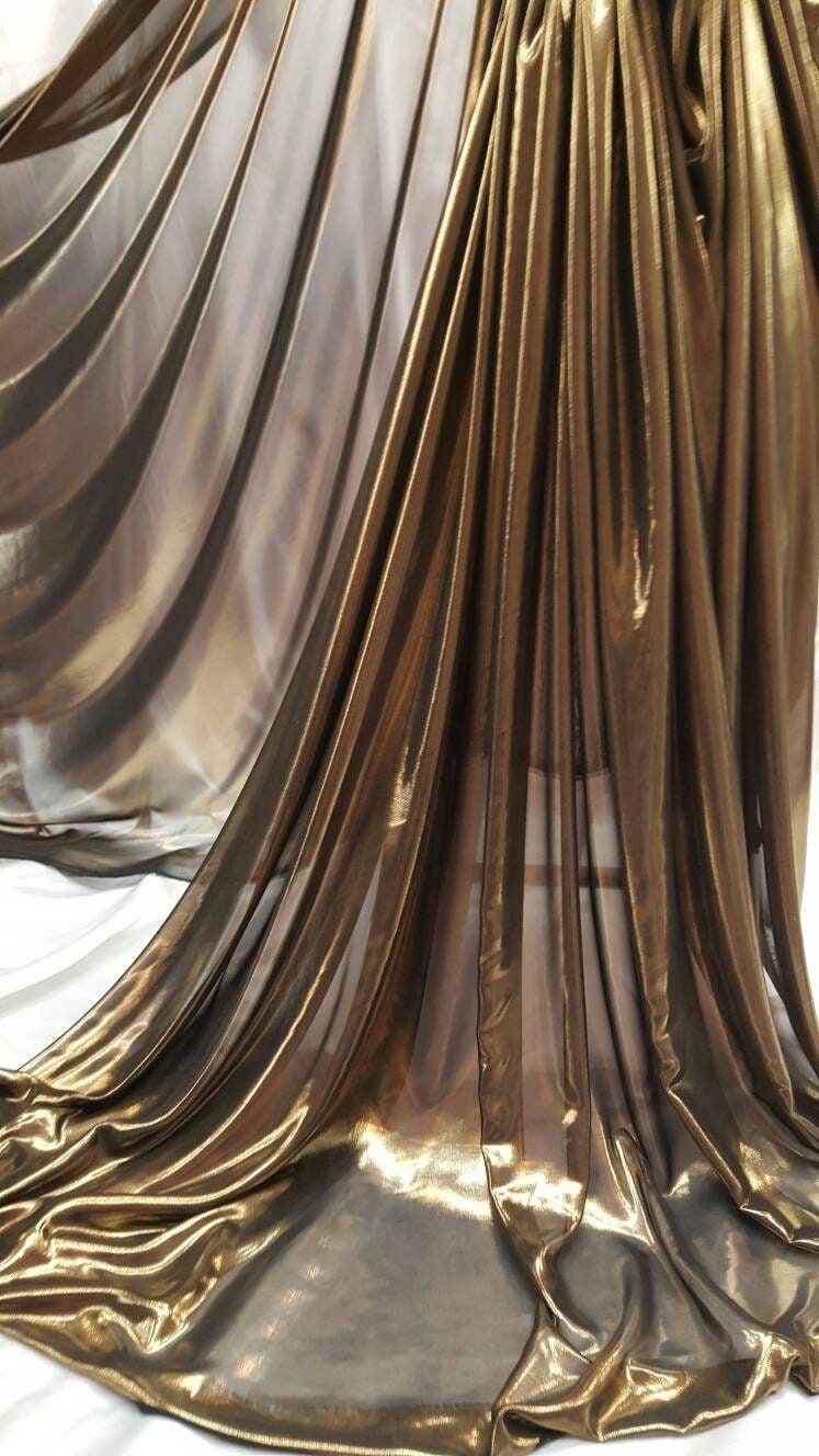 Metallic Chiffon Silk Gold on Black