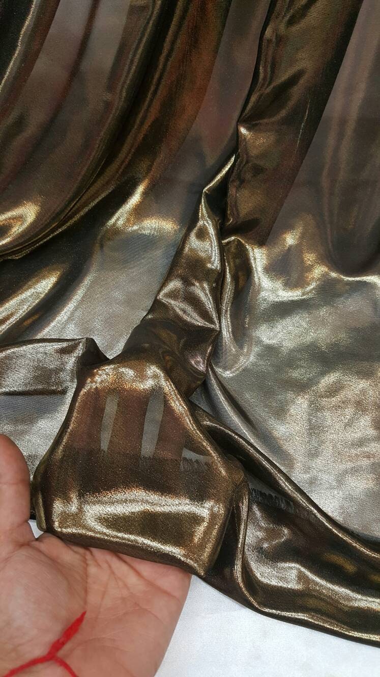Metallic Chiffon Silk Gold on Black