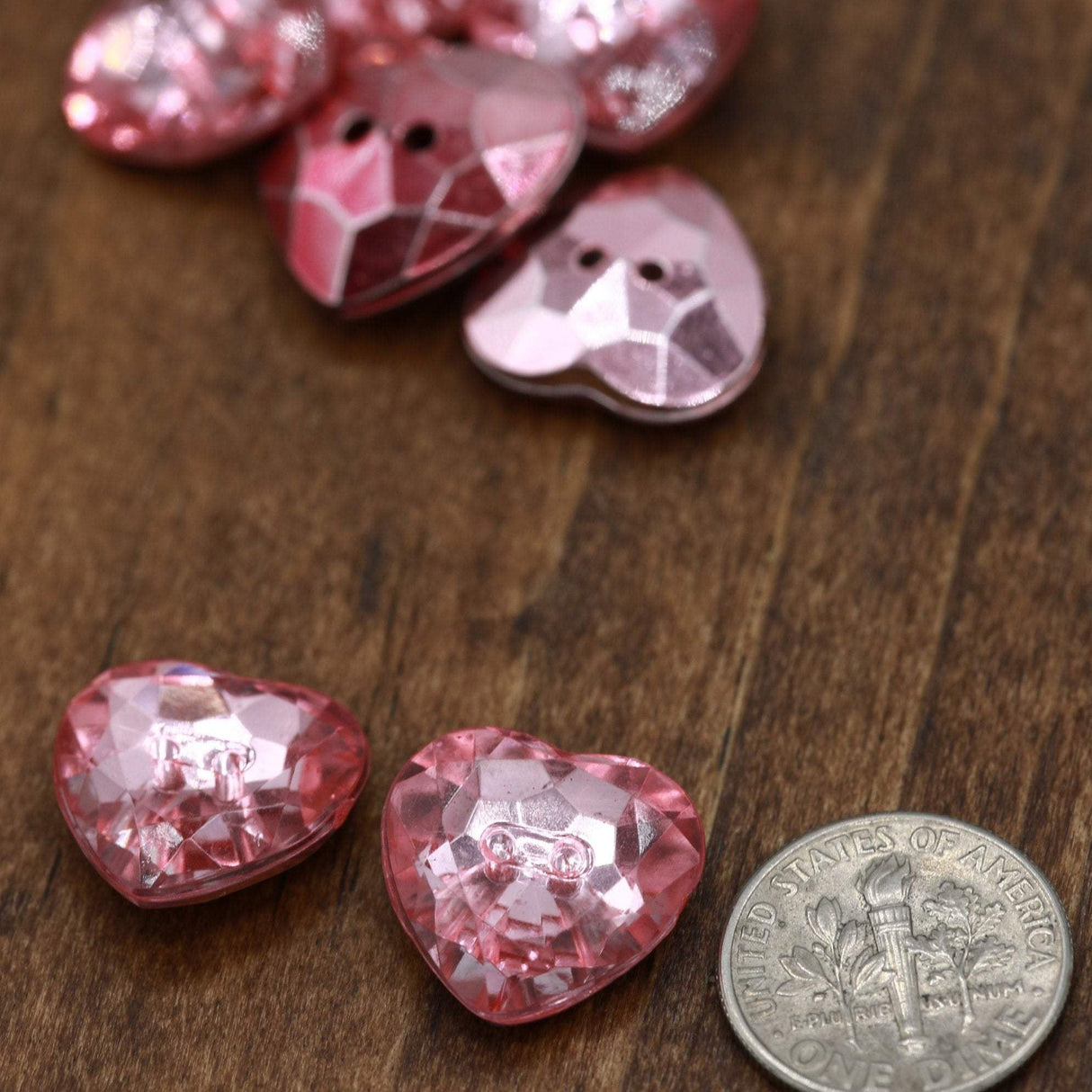 Heart Button Pink Acrylic 15mm