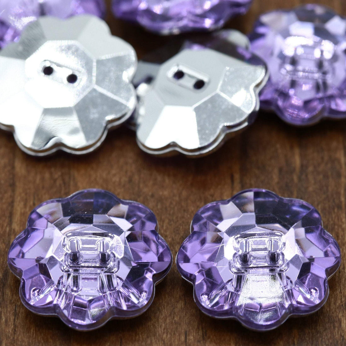 Flower Acrylic Button Aqua Blue Purple