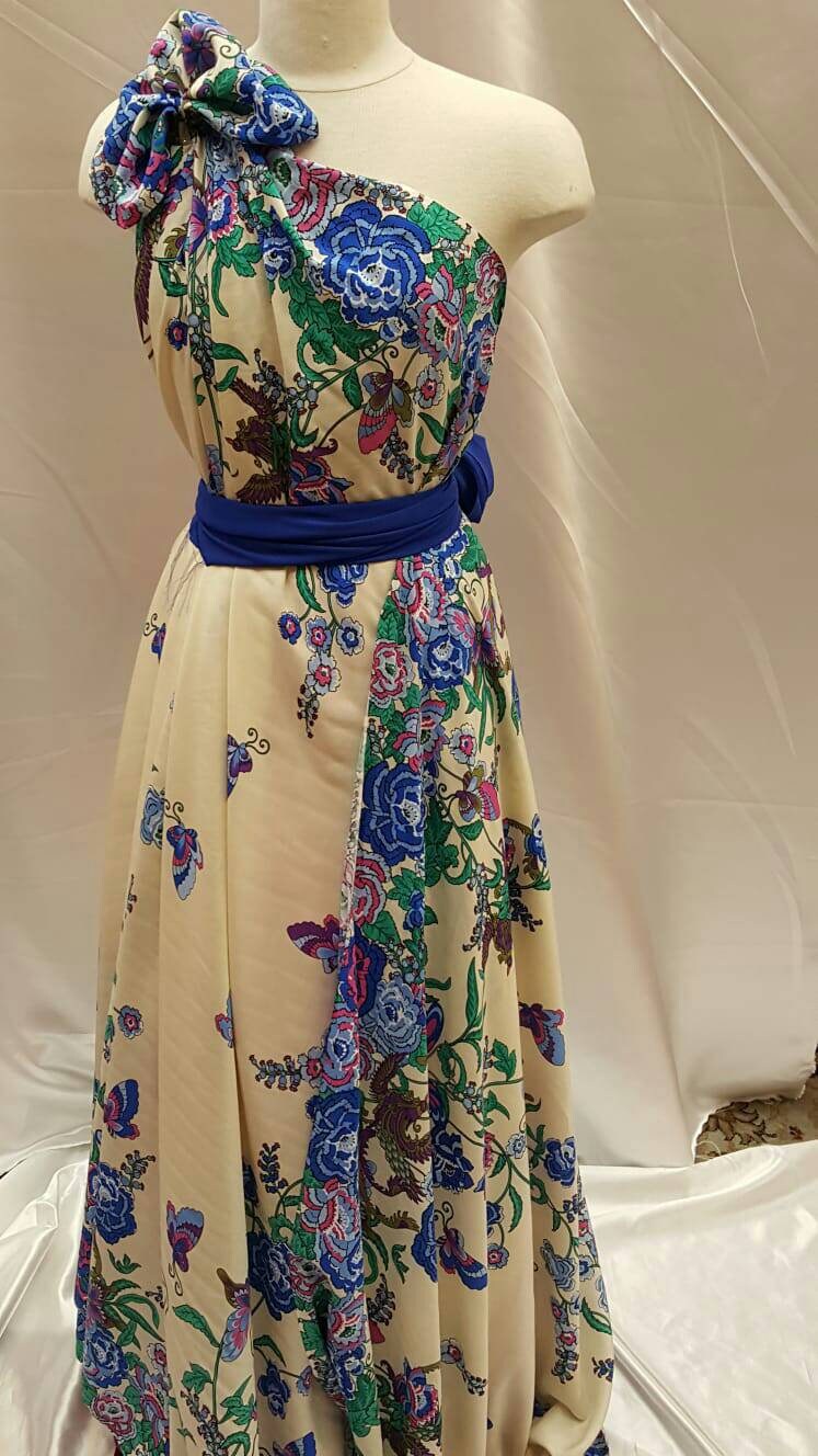Rayon Challis Floral Butterfly Bird Print