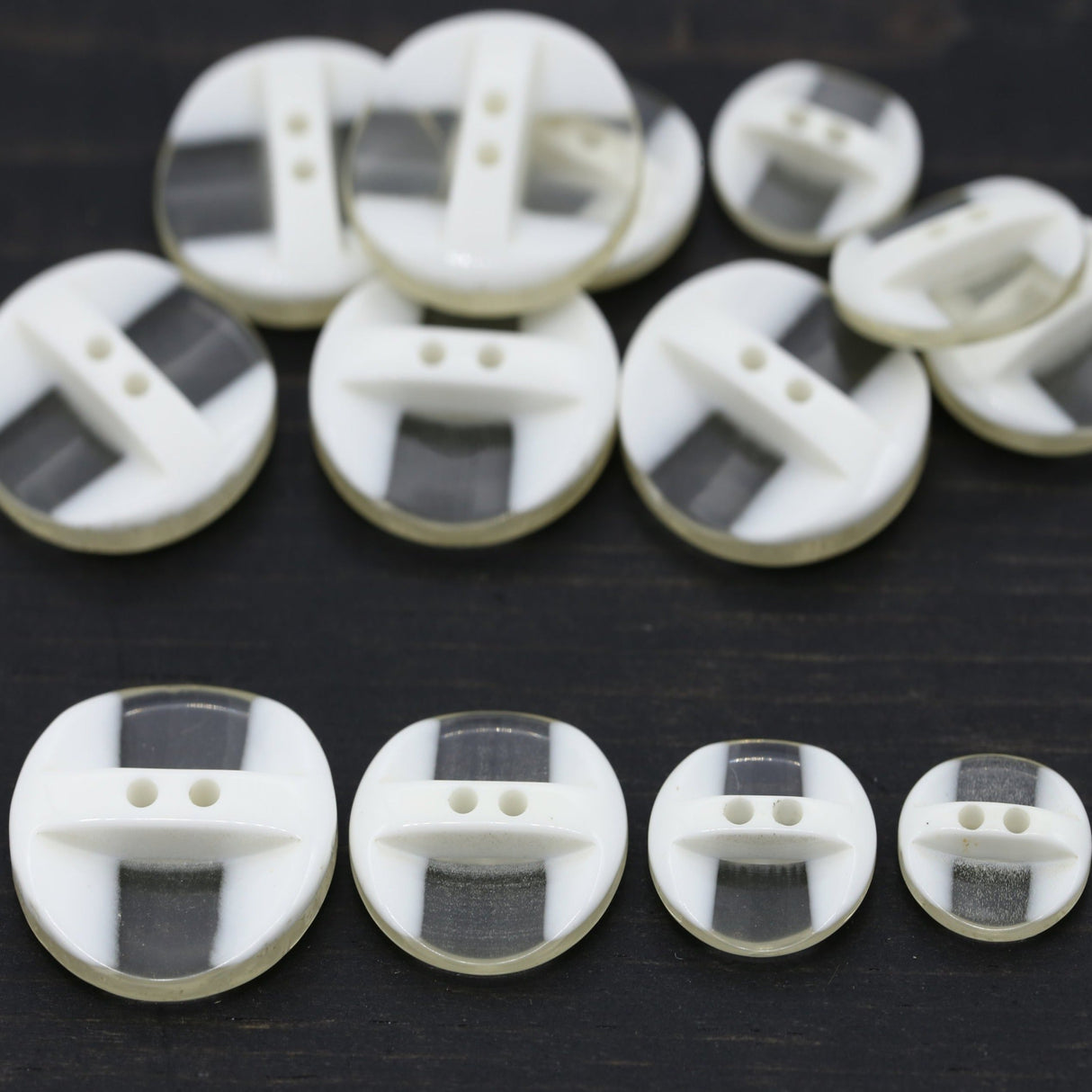 Plastic Button Ivory Clear 2-Hole
