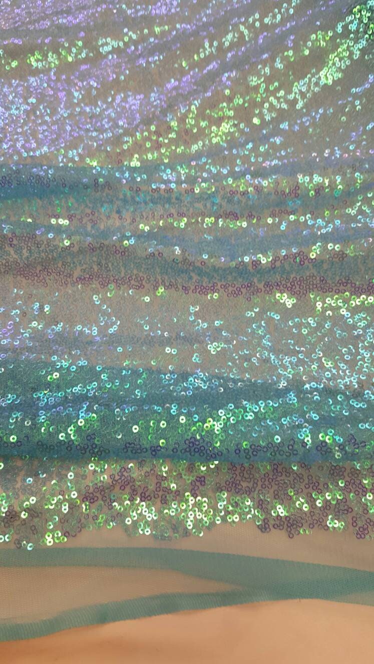 Sequin Fabric Sky Blue Iridescent