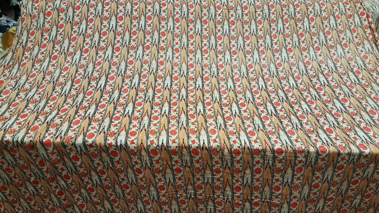 Rayon Challis Coral Peach Floral Print