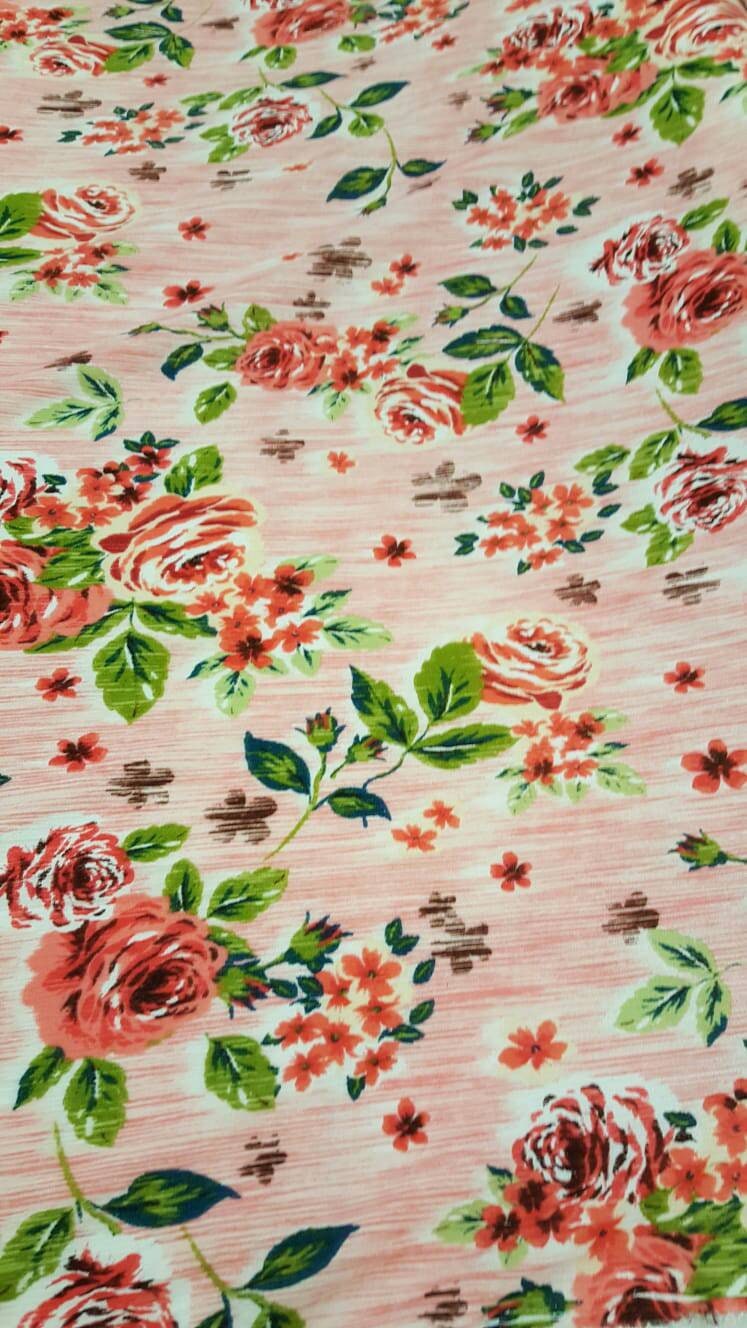 Rayon Crepon Floral Print Pink