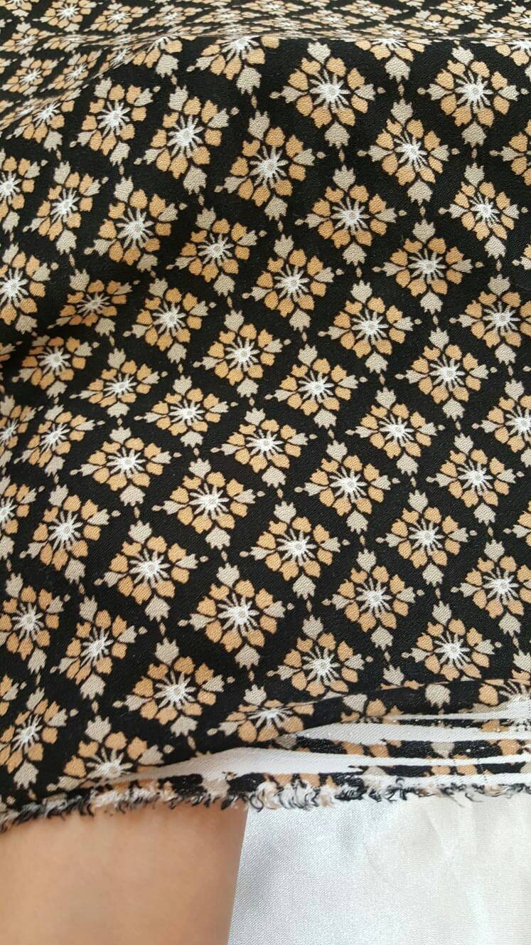 Rayon Challis Tiny Floral Print Black