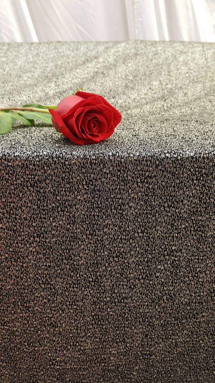4 Way Stretch Glitter Fabric Black Gold