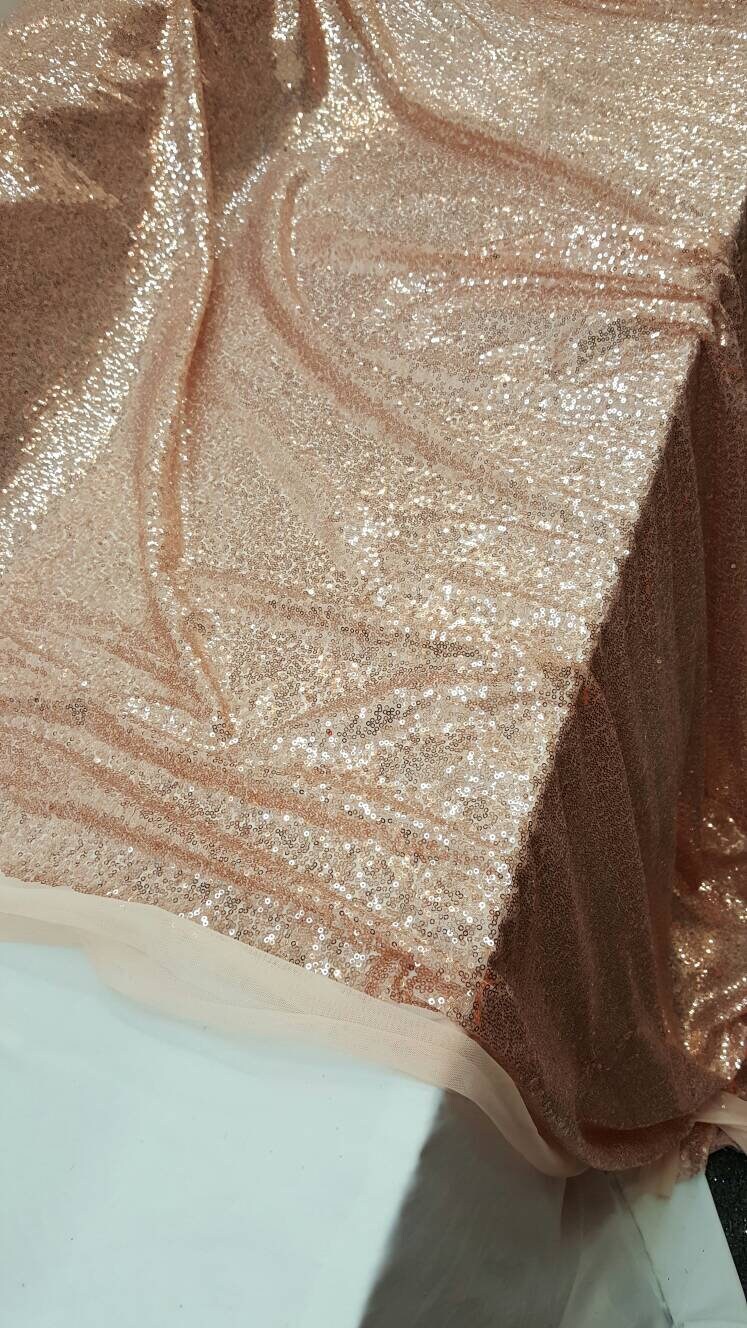 Sequin Mesh Fabric Champagne Gold