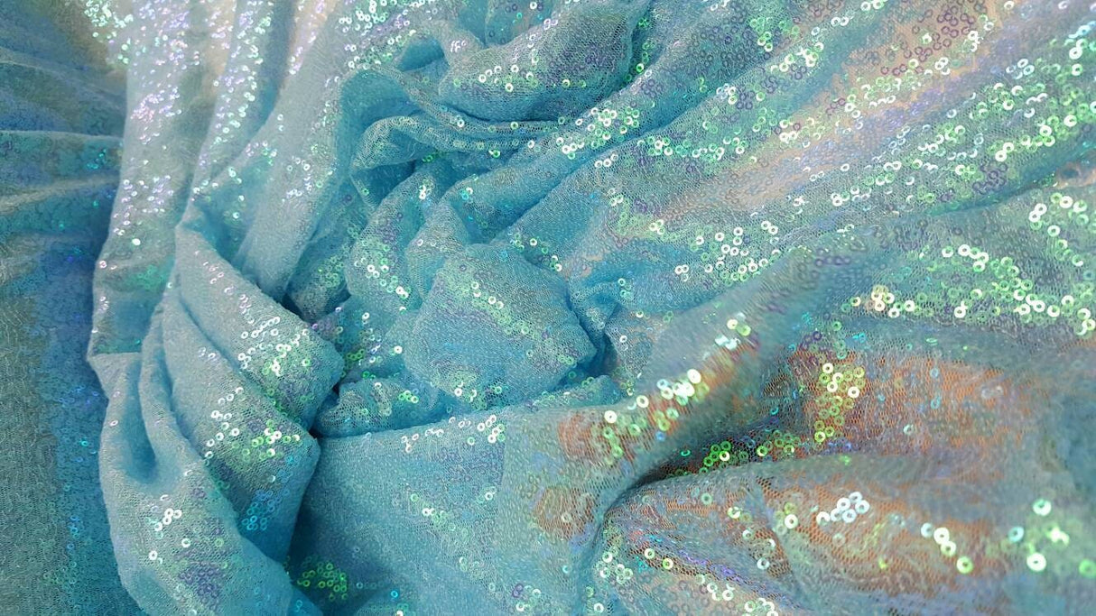 Sequin Fabric Sky Blue Iridescent