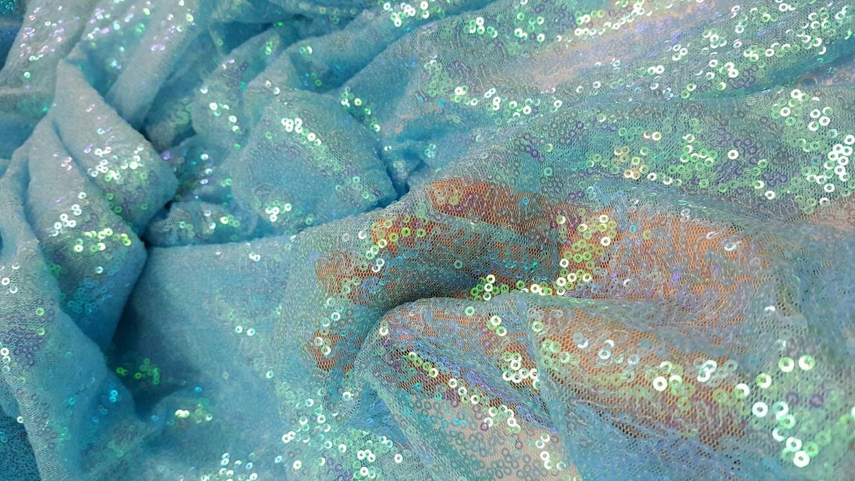 Sequin Fabric Sky Blue Iridescent
