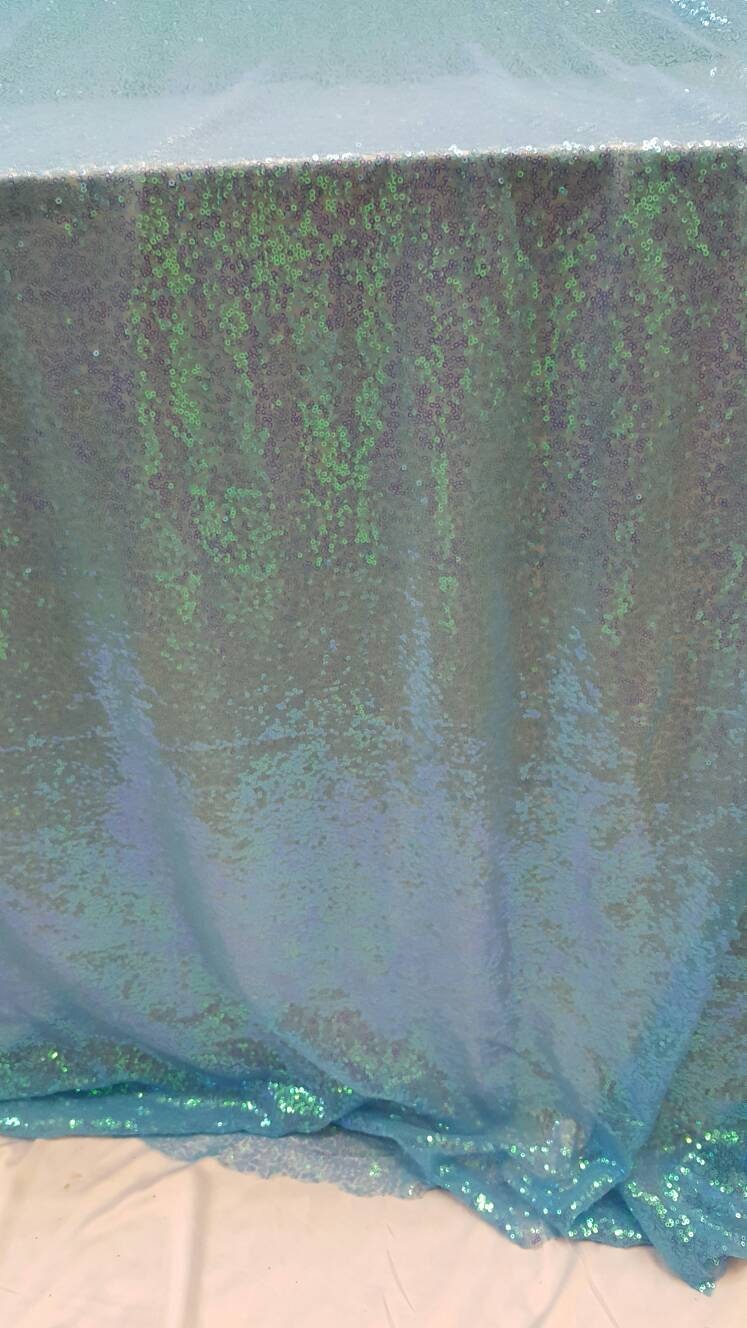 Sequin Fabric Sky Blue Iridescent