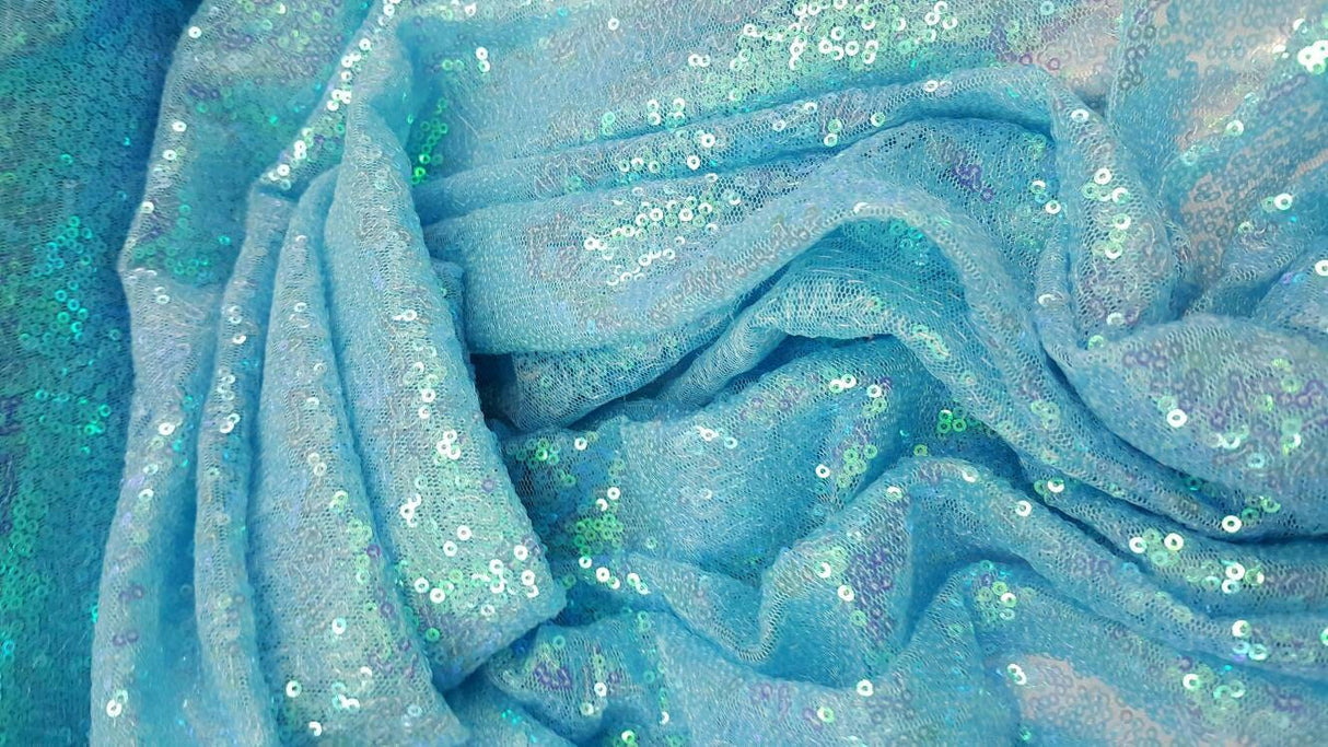 Sequin Fabric Sky Blue Iridescent