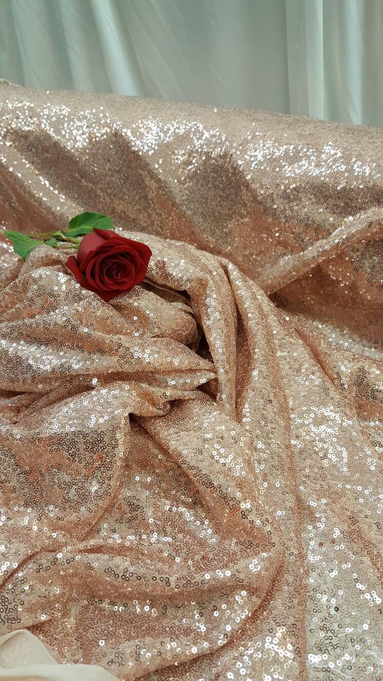 Sequin Mesh Fabric Champagne Gold