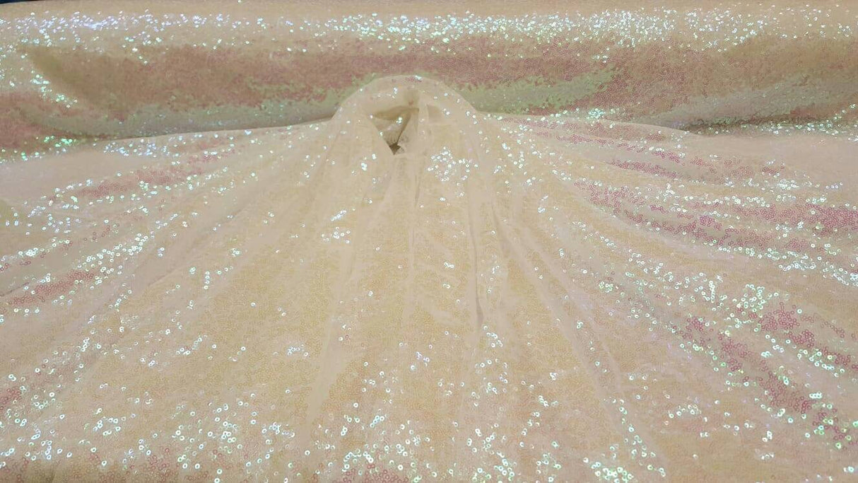 White Iridescent Sequin Hologram Fabric