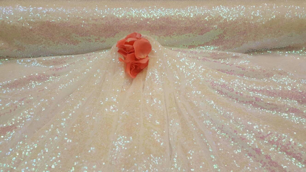 White Iridescent Sequin Hologram Fabric