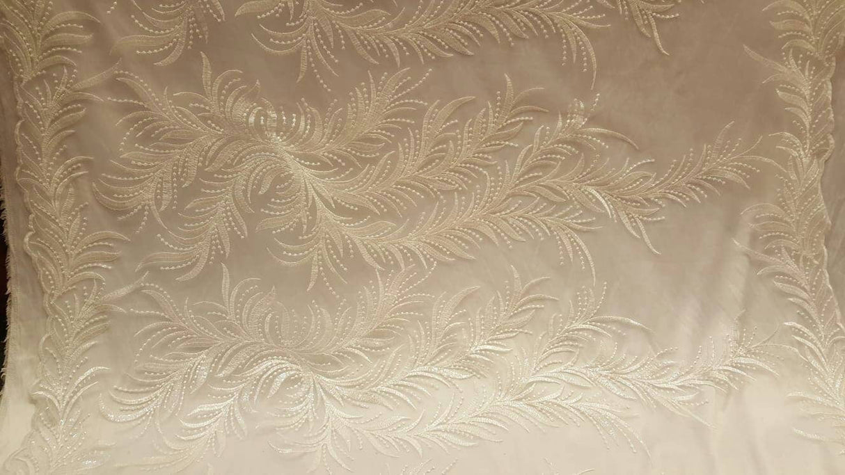 Clear Sequin Bridal Lace Off White